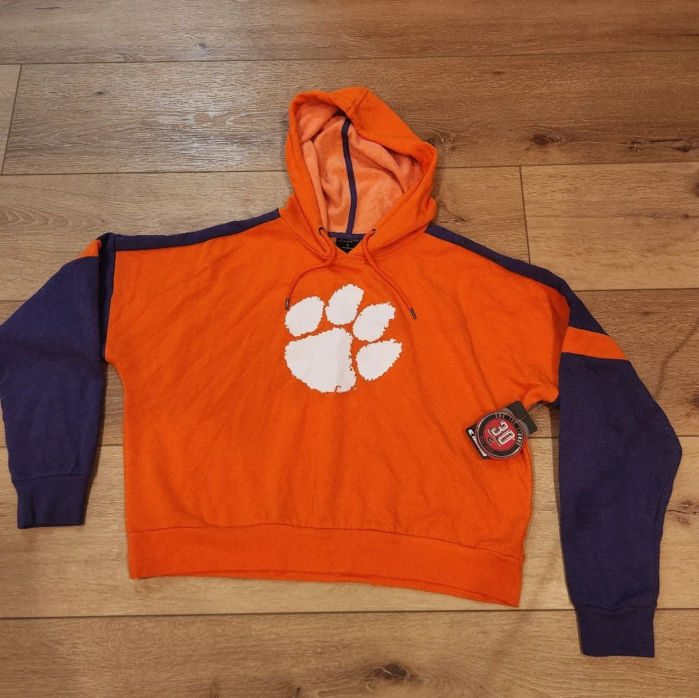 Women's Colosseum Orange Clemson Tigers Throwback Stripe Arch Logo Cropped Large - Picture 2 of 6